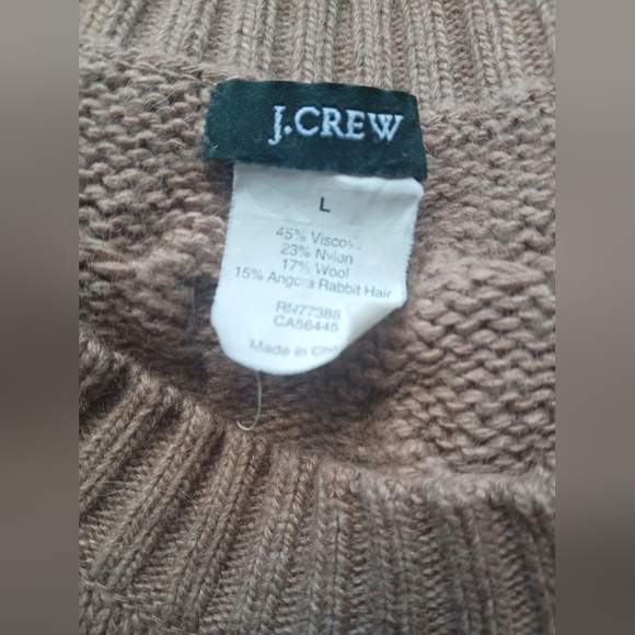 VTG J. Crew Tan Cable Knit Crewneck Sweater - L - Picture 3 of 4